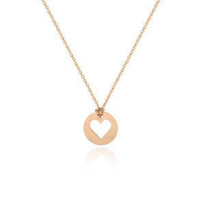 NECKLACE WITH TINY ROUND PLATE WITH A CARVED HEART