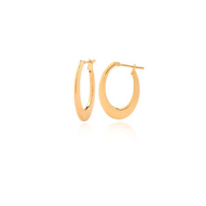 750 gold electroform oval shaped earrings flat section 2,5 cm