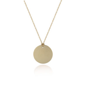 750 gold necklace with a tiny round plate 12 mm diameter