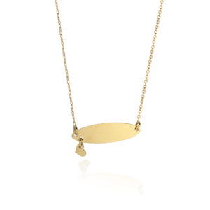 Necklace gold 750 with oval plate and tiny pendant heart