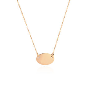 750 gold necklace with oval plate 12x8 mm