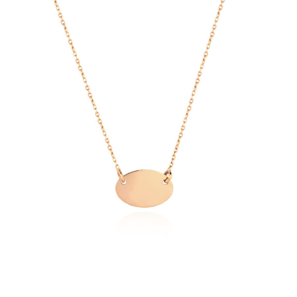 750 gold necklace with oval plate 12x8 mm