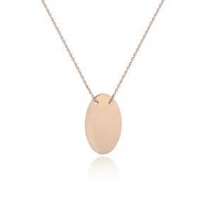 750 gold necklace with oval plate 12x20 mm