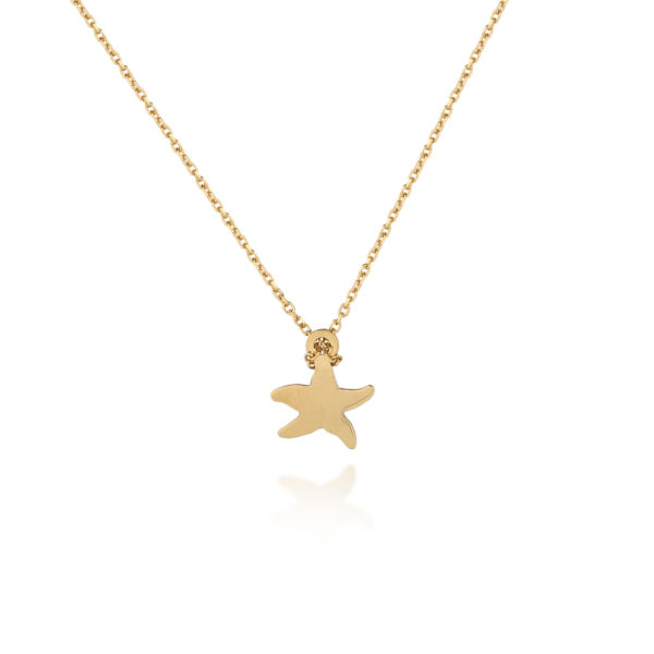 Lovely necklace with a tiny pendant starfish, 750 gold