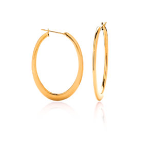 750 gold electroform oval hoop earrings flat section 4,5 cm