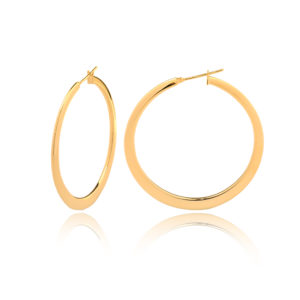 750 gold electroform round hoops flat section  5 cm diameter