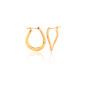 750 gold electroform twisted drop shaped hoops, flat section