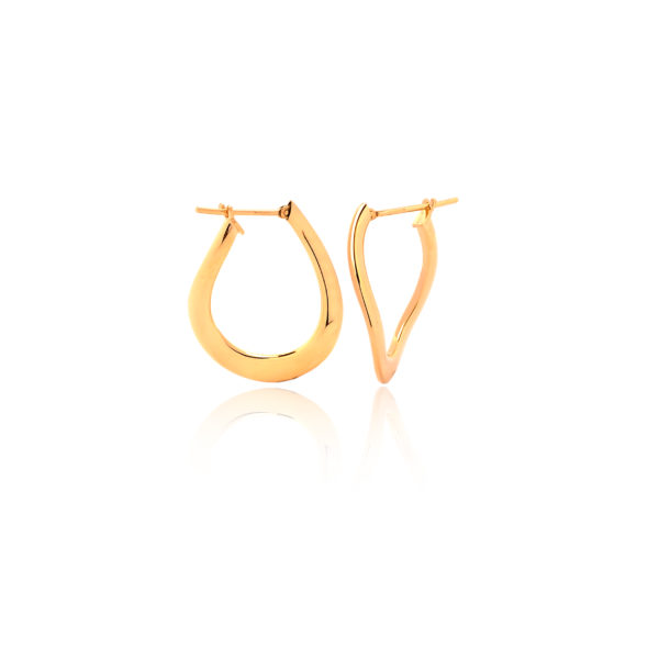 750 gold electroform twisted drop shaped hoops, flat section