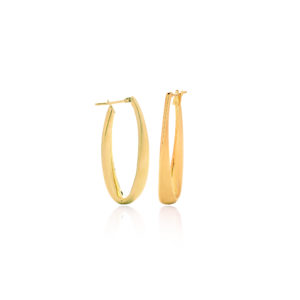750 gold electroform elongated oval hoop earrings 3 cm