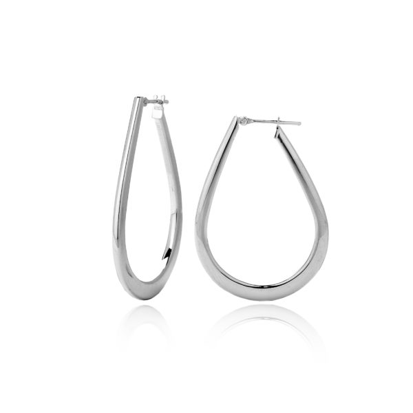 750 gold electroform drop shaped hoop earrings,flat section 4 cm