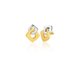750 gold fantasy bicolor stud earrings