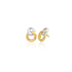 750 gold electroform fantasy bicolor stud earrings