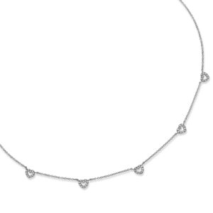 necklace 750 white gold with 5 tiny hearts set with diamonds