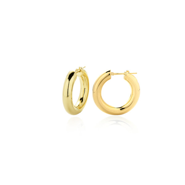 750 gold electroform round hoops 3 cm diameter, tube section 6 mm 